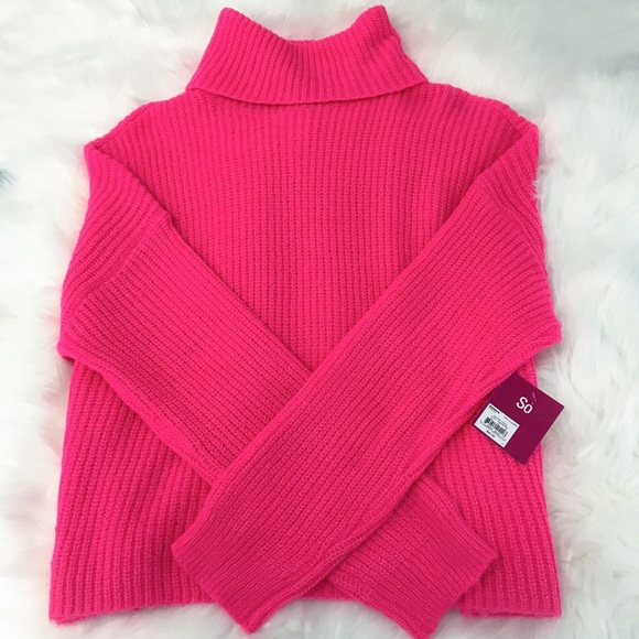 SO Sweaters - Bright Pink Cozy Turtleneck Sweater Size XL